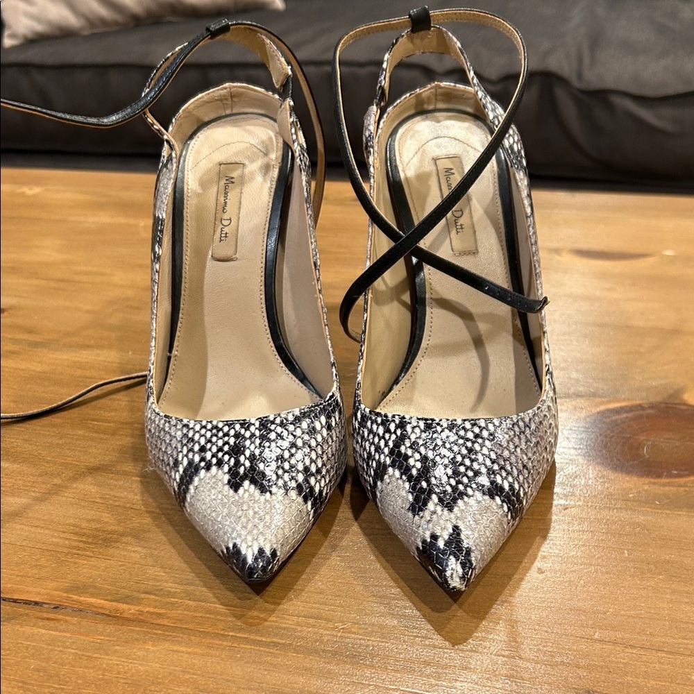 Massimo Dutti Black and White Patterned Heels
